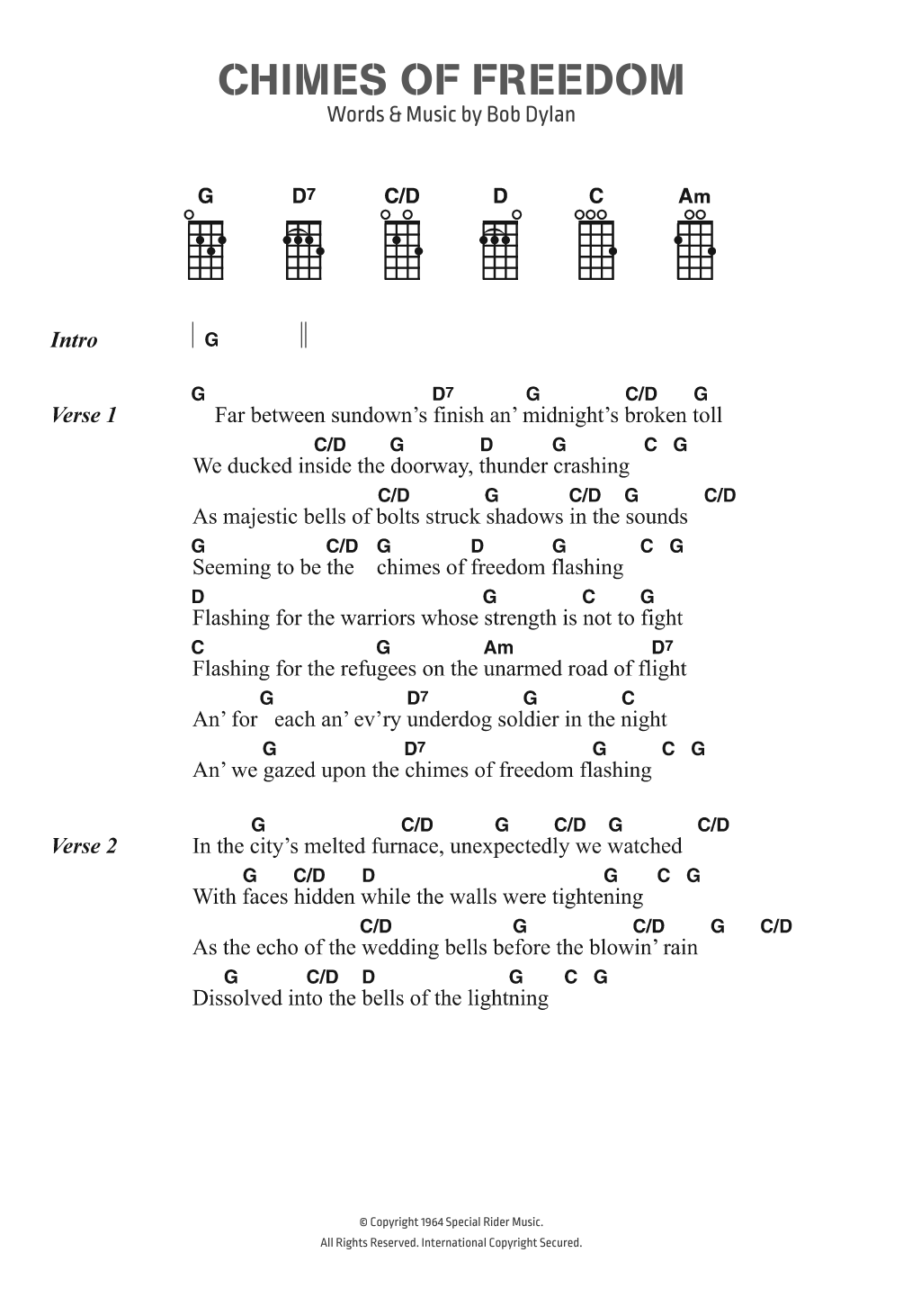 Download Bob Dylan Chimes Of Freedom Sheet Music