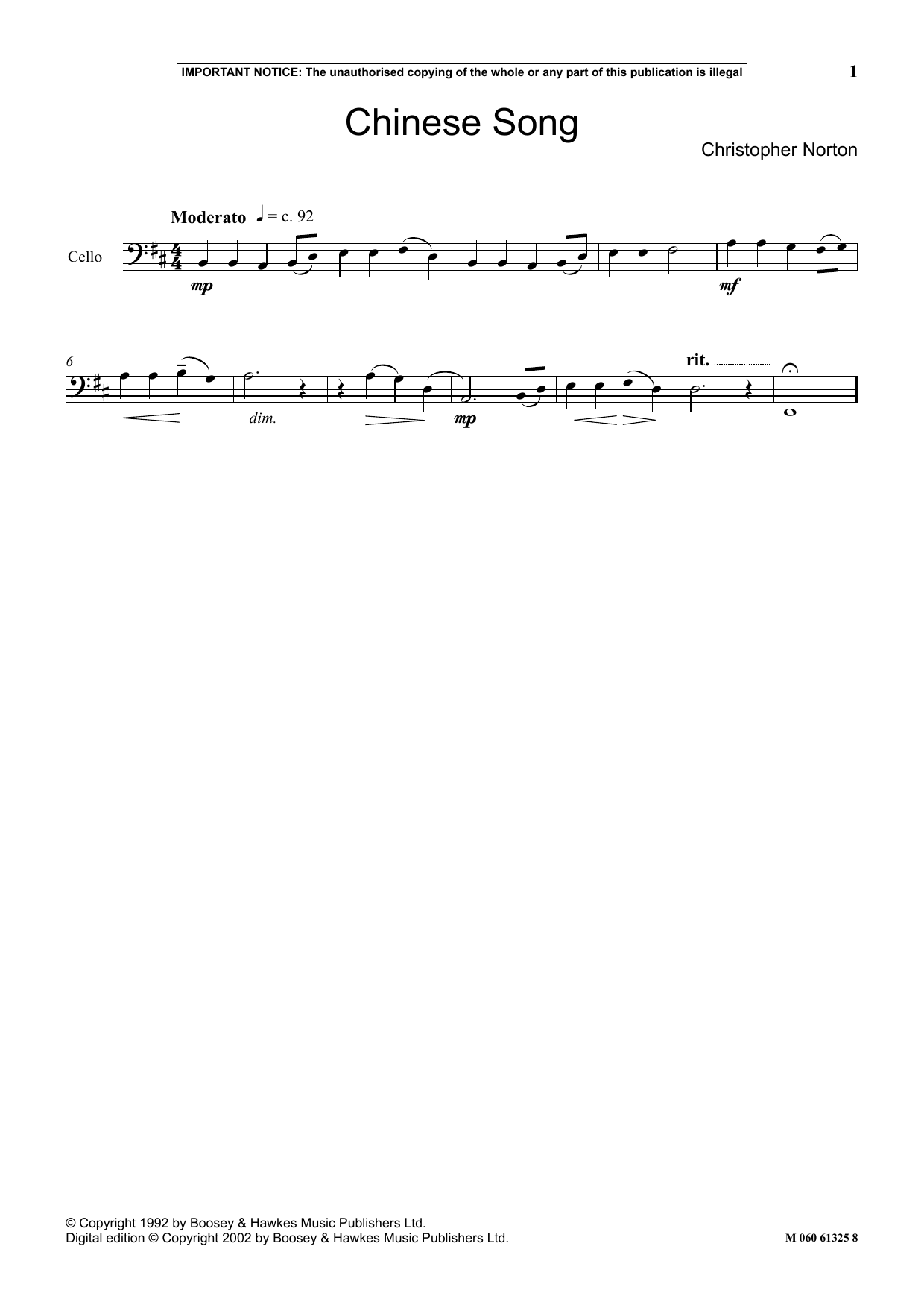 Download Christopher Norton Chinese Song Sheet Music