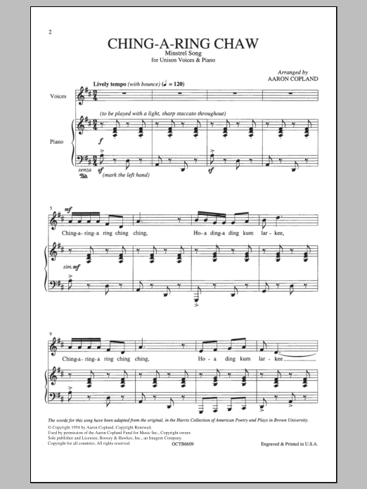 Download Aaron Copland Ching-A-Ring Chaw Sheet Music