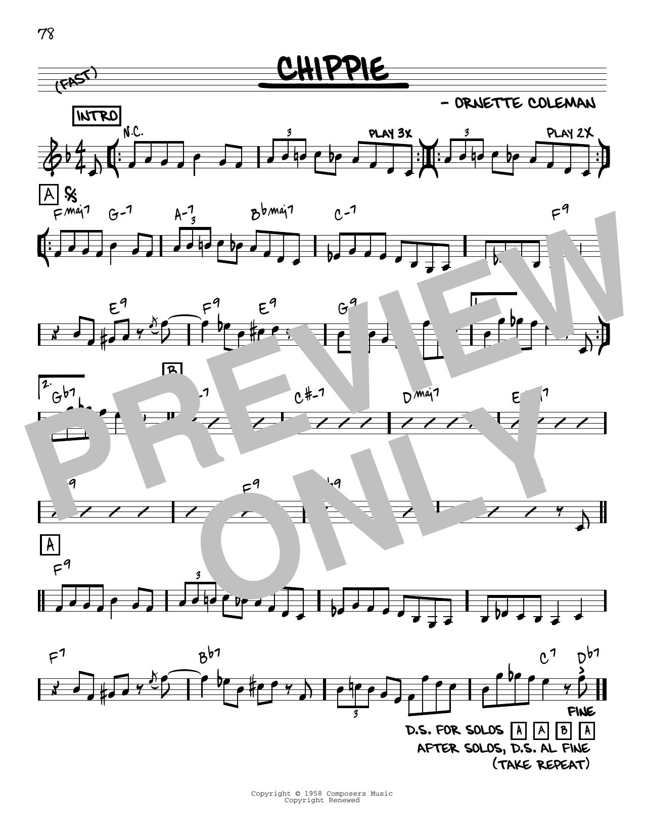 Download Ornette Coleman Chippie [Reharmonized version] (arr. Ja Sheet Music