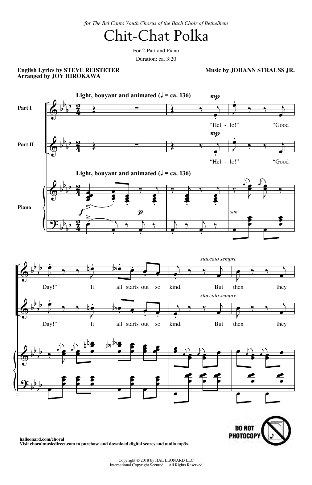 Download Johann Strauss Jr. Chit-Chat Polka (arr. Joy Hirokawa) Sheet Music