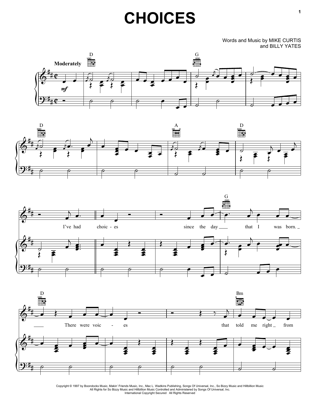 Download George Jones Choices Sheet Music