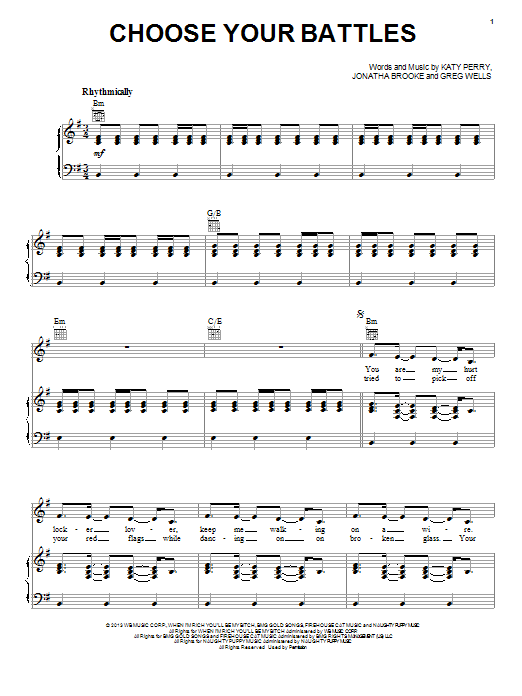 Download Katy Perry Choose Your Battles Sheet Music