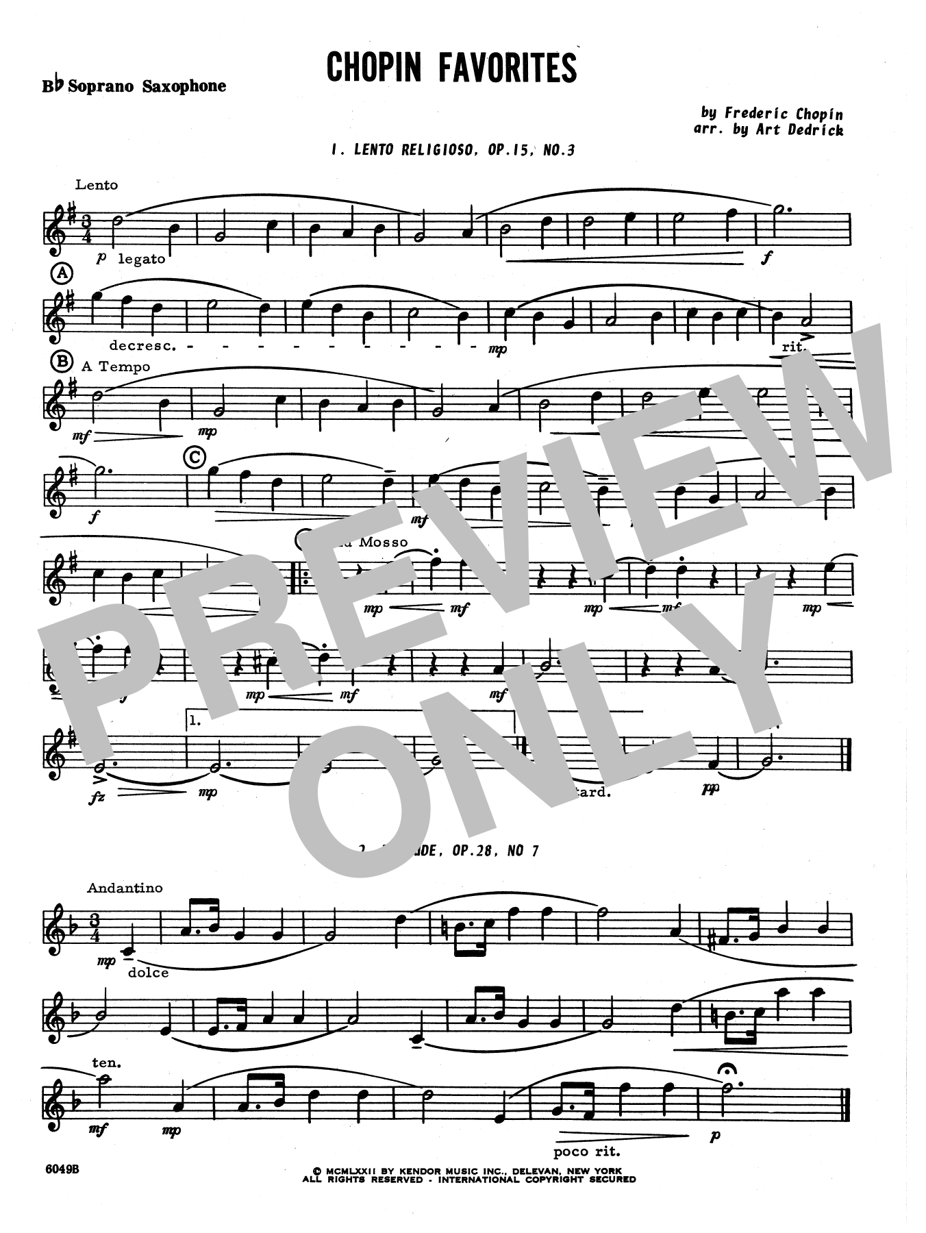 Download Art Dedrick Chopin Favorites - Bb Soprano Sax Sheet Music