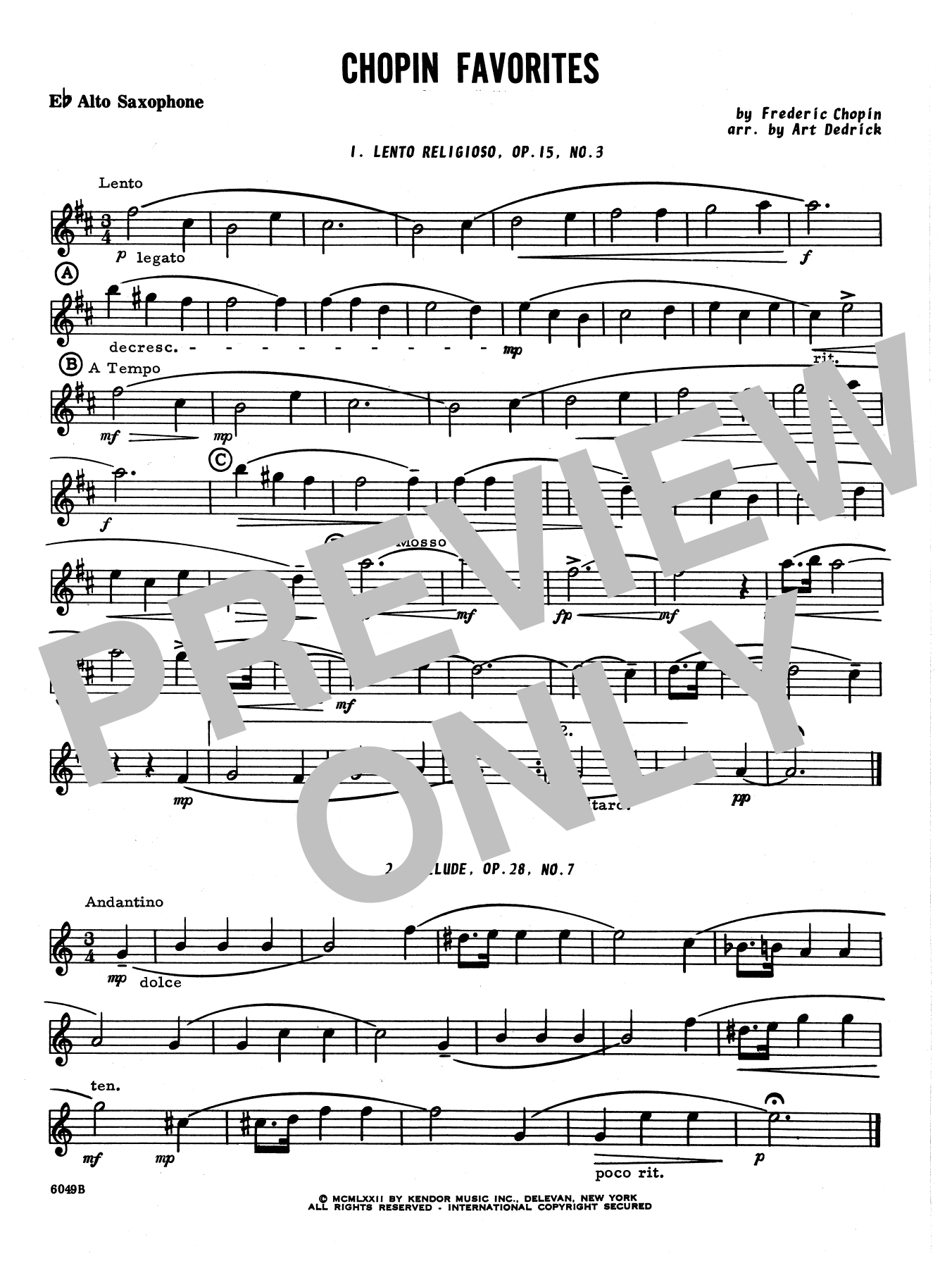 Download Art Dedrick Chopin Favorites - Eb Alto Saxophone Sheet Music