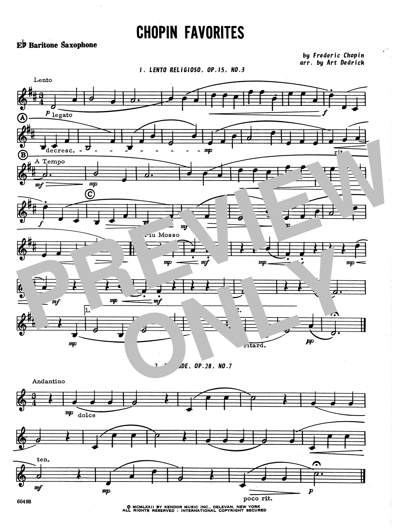 Download Art Dedrick Chopin Favorites - Eb Baritone Saxophon Sheet Music