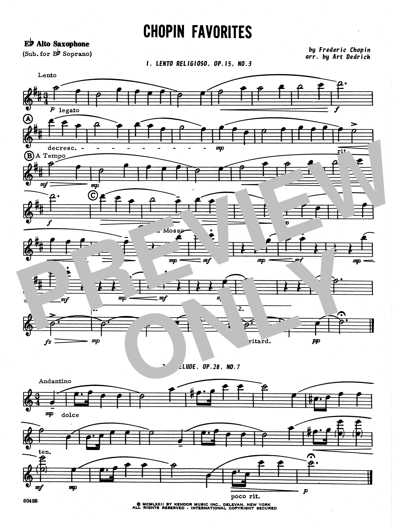 Download Art Dedrick Chopin Favorites - Opt. Alto Sax Sheet Music