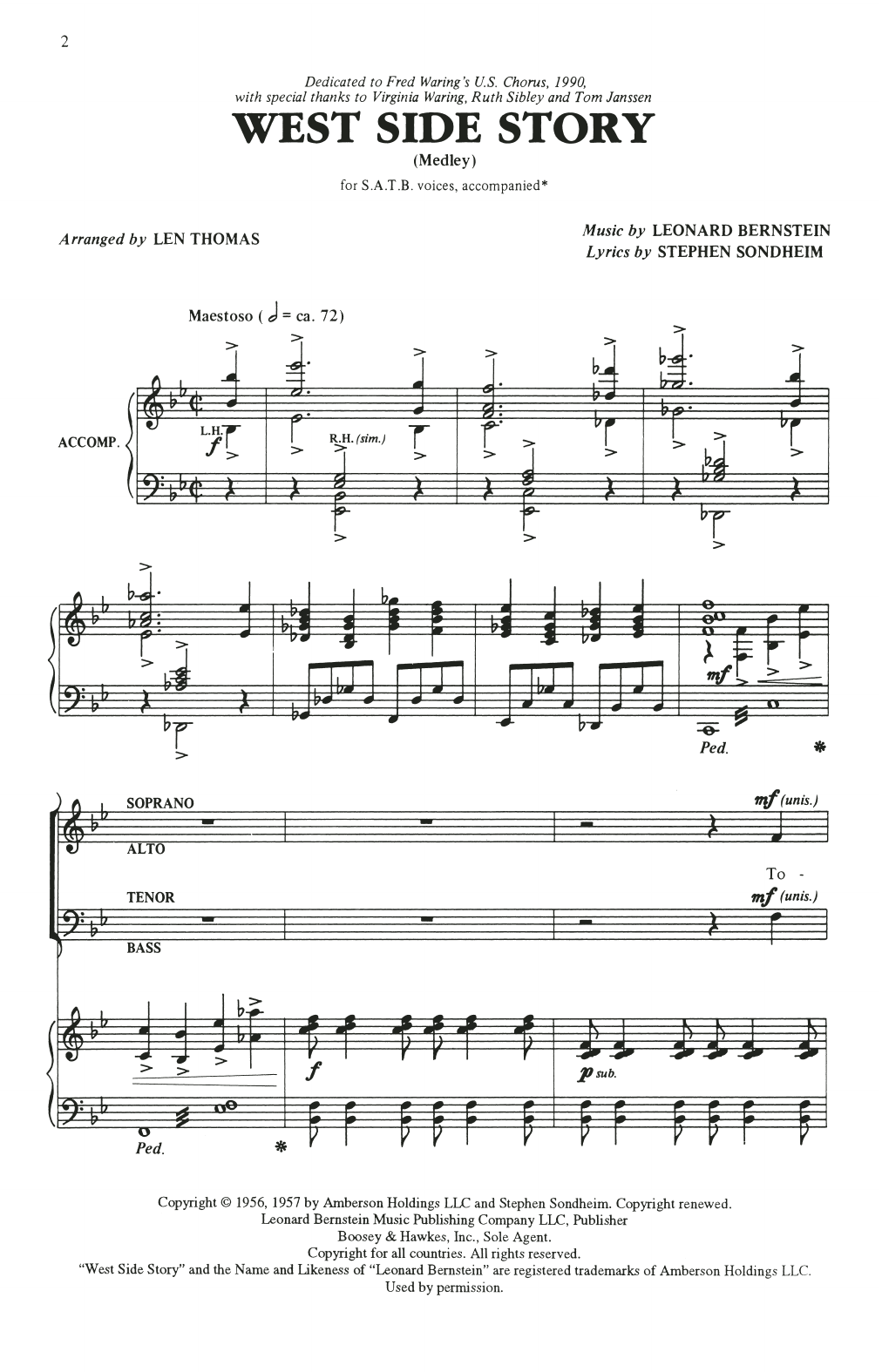 Download Leonard Bernstein & Stephen Sondheim Choral Medley from West Side Story (arr Sheet Music