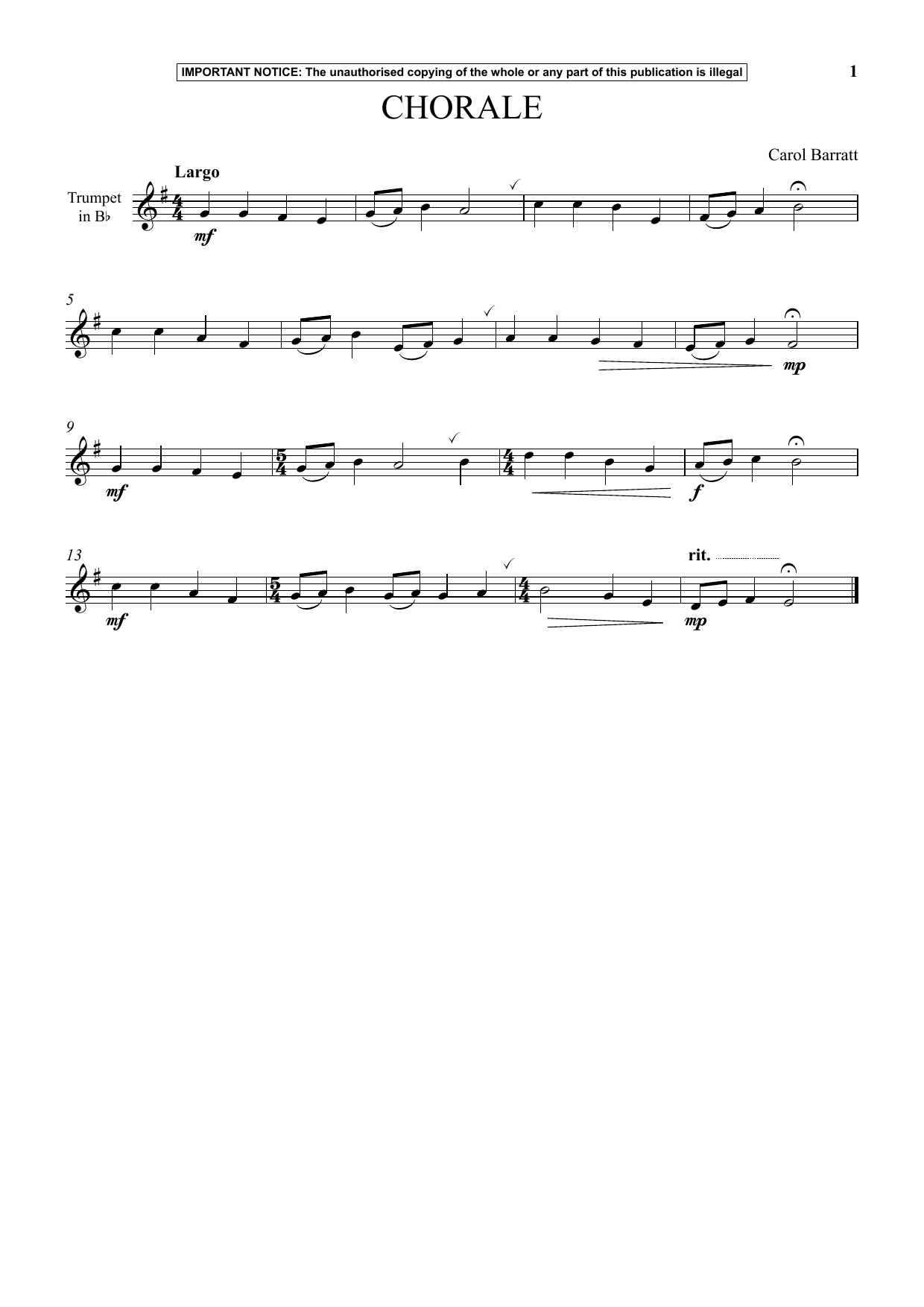 Download Carol Barratt Chorale Sheet Music