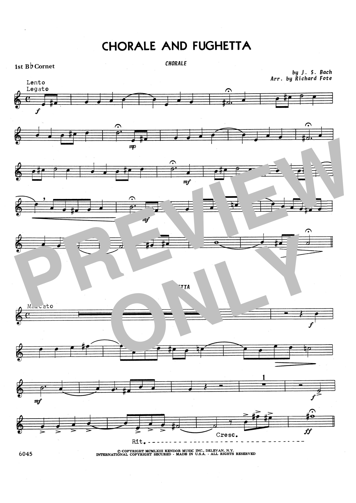 Download Richard Fote Chorale And Fughetta - 1st Bb Trumpet Sheet Music