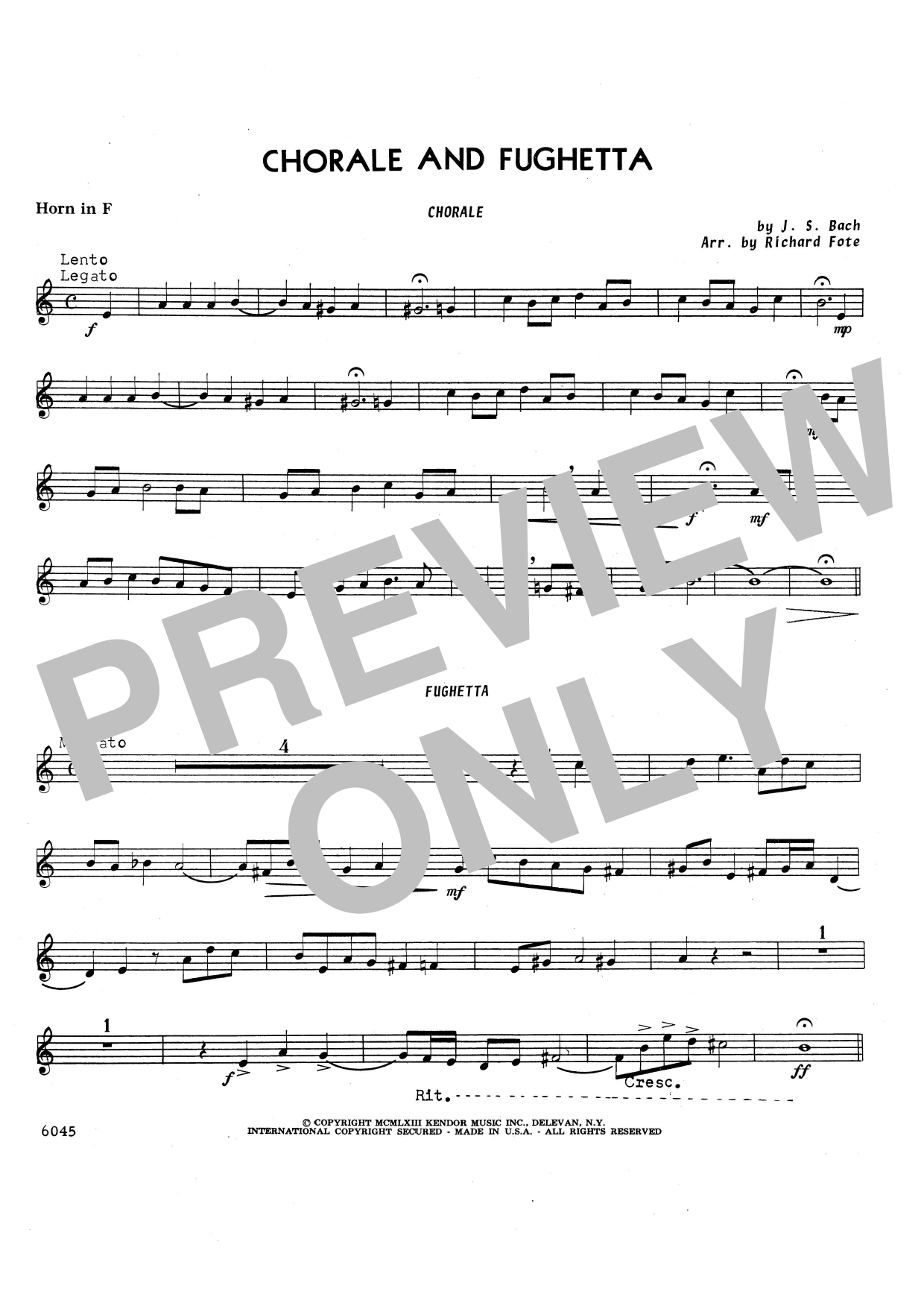 Download Richard Fote Chorale And Fughetta - Horn in F Sheet Music