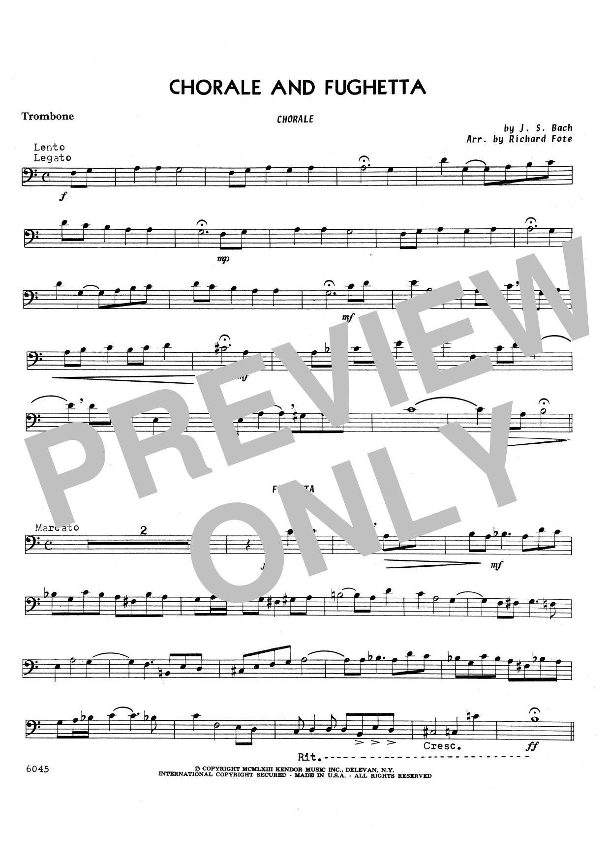 Download Richard Fote Chorale And Fughetta - Trombone Sheet Music