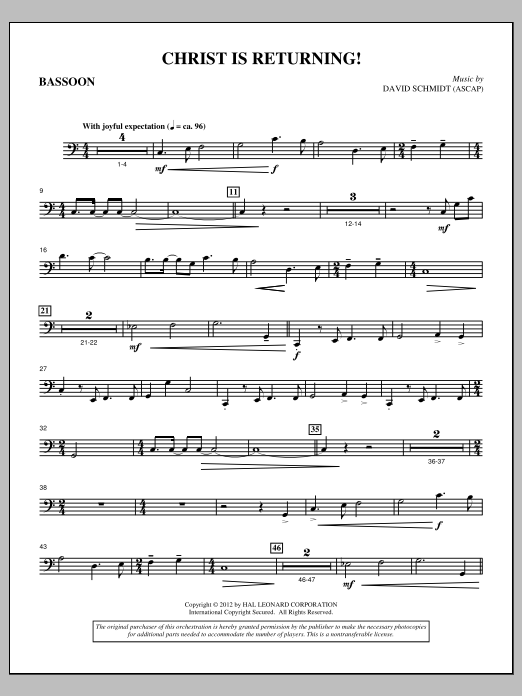 Download David Schmidt Christ Is Returning! - Bassoon Sheet Music