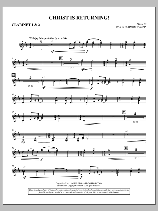 Download David Schmidt Christ Is Returning! - Bb Clarinet 1,2 Sheet Music