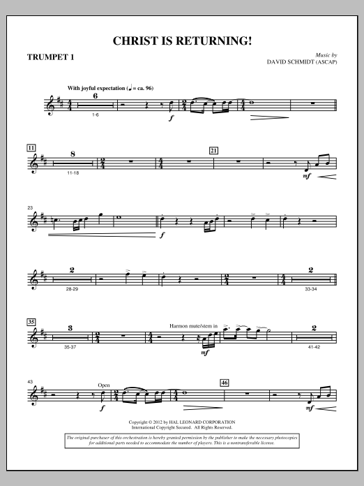 Download David Schmidt Christ Is Returning! - Bb Trumpet 1 Sheet Music