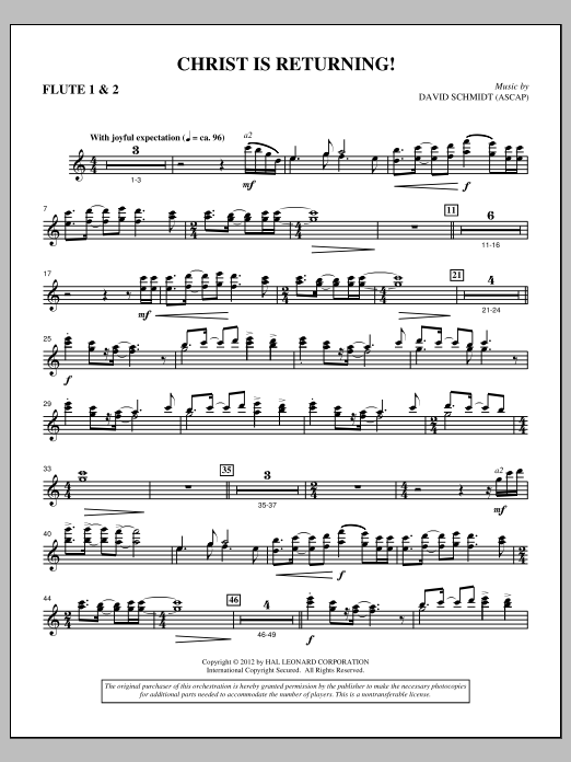 Download David Schmidt Christ Is Returning! - Flute 1 & 2 Sheet Music