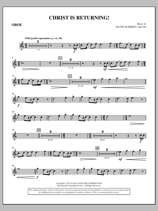 Download David Schmidt Christ Is Returning! - Oboe Sheet Music