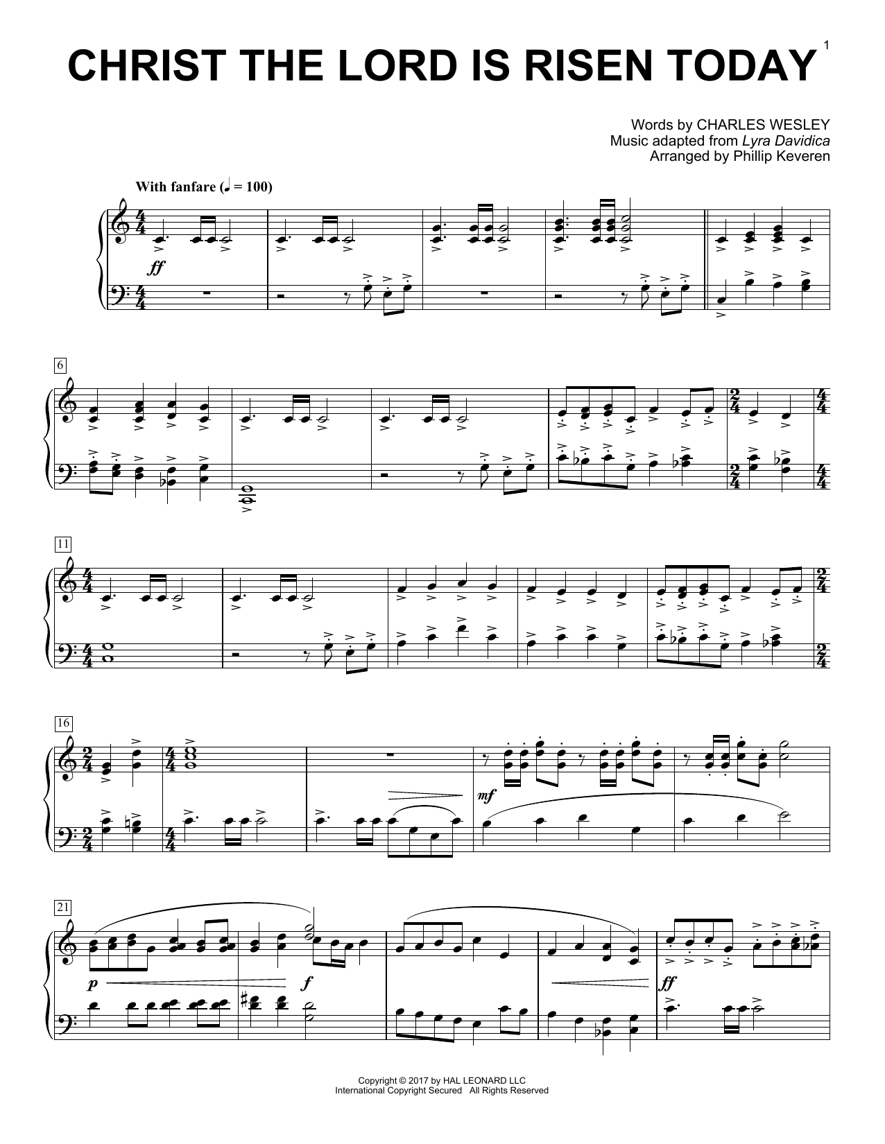 Download Phillip Keveren Christ The Lord Is Risen Today Sheet Music