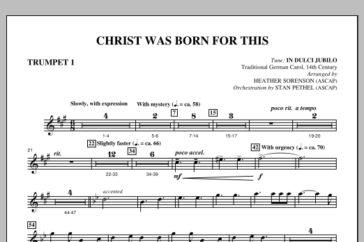Download Heather Sorenson Christ Was Born For This - Bb Trumpet 1 Sheet Music