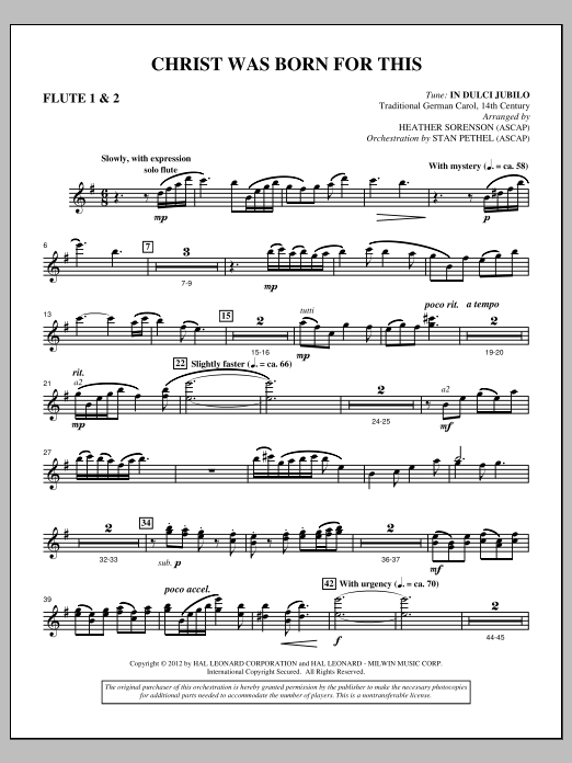 Download Heather Sorenson Christ Was Born For This - Flute 1 & 2 Sheet Music