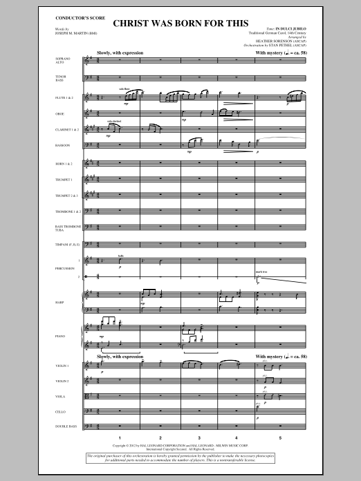 Download Heather Sorenson Christ Was Born For This - Score Sheet Music