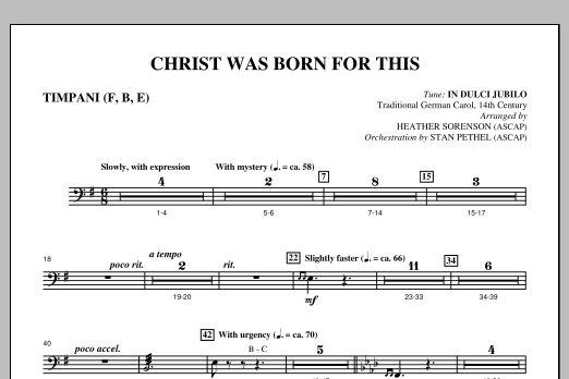 Download Heather Sorenson Christ Was Born For This - Timpani Sheet Music