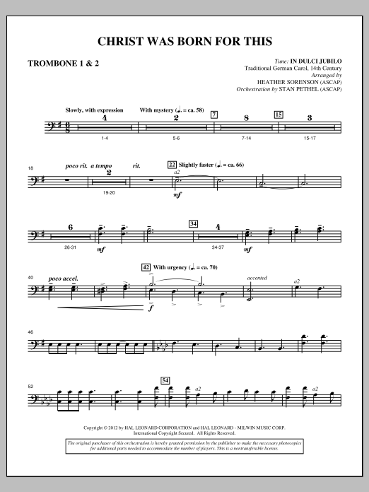 Download Heather Sorenson Christ Was Born For This - Trombone 1 & Sheet Music