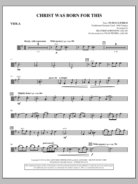 Download Heather Sorenson Christ Was Born For This - Viola Sheet Music