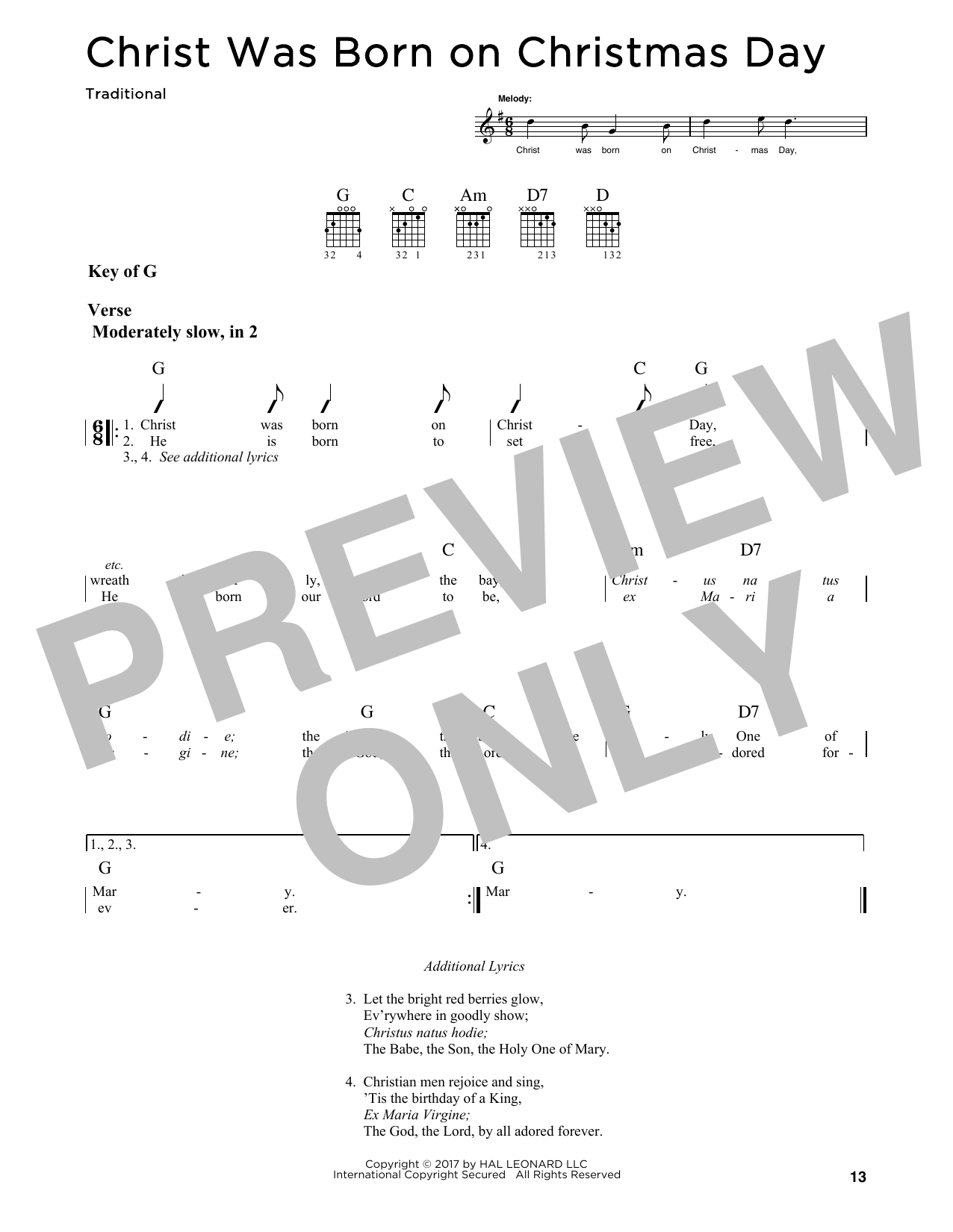 Download Traditional Christ Was Born On Christmas Day Sheet Music