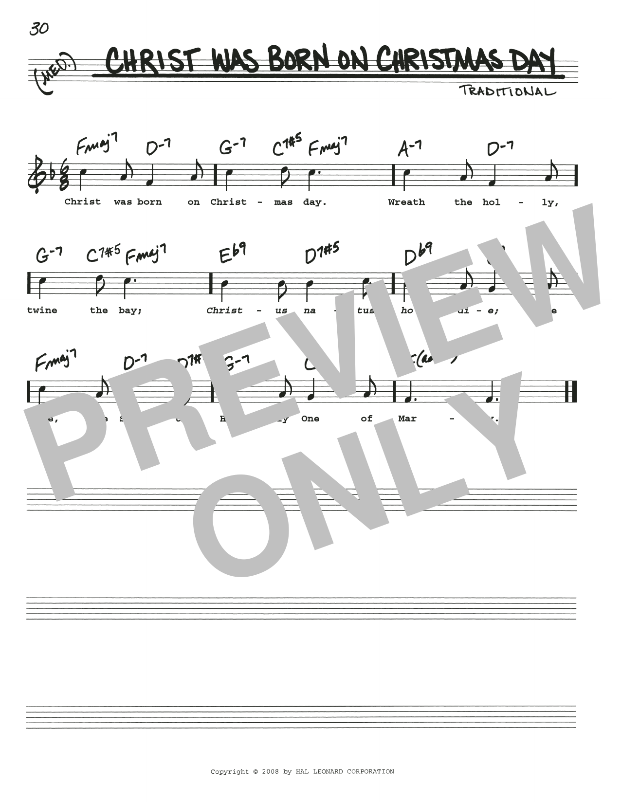 Download Traditional Christ Was Born On Christmas Day Sheet Music