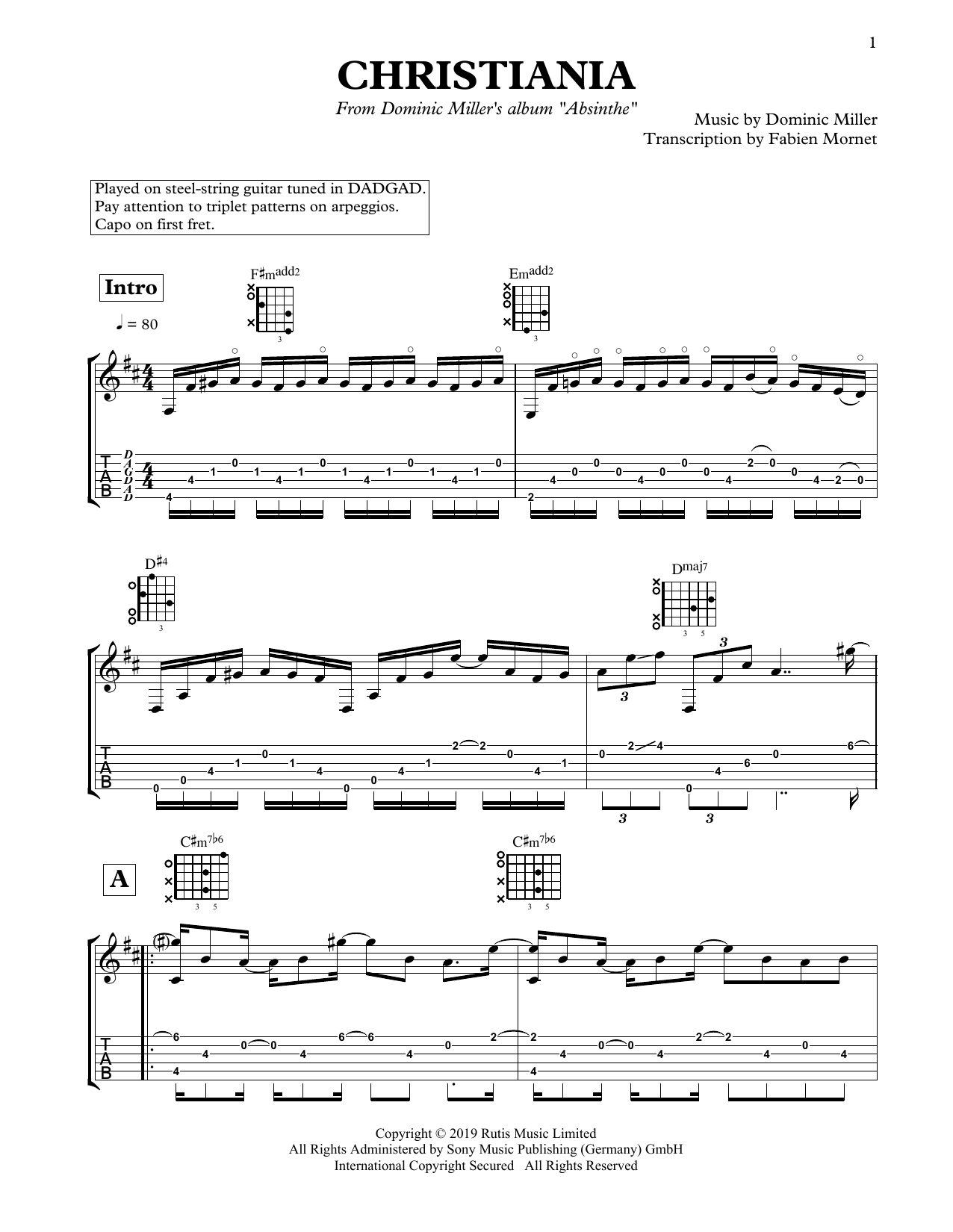 Download Dominic Miller Christiania Sheet Music