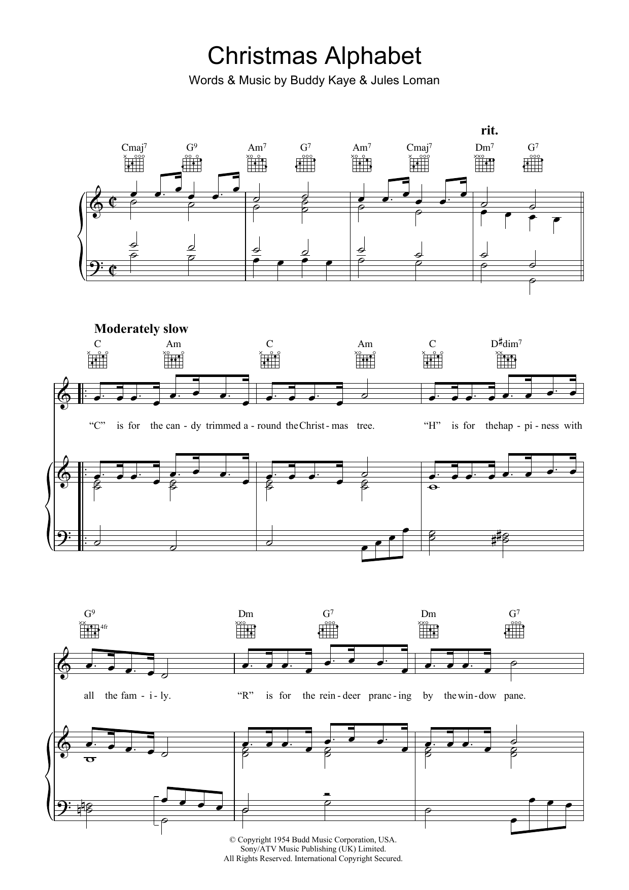 Download Buddy Kaye Christmas Alphabet Sheet Music