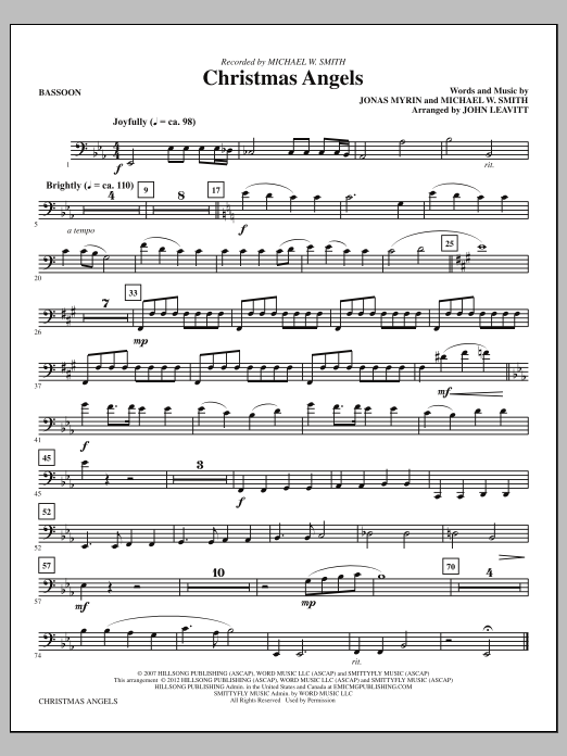 Download John Leavitt Christmas Angels - Bassoon Sheet Music
