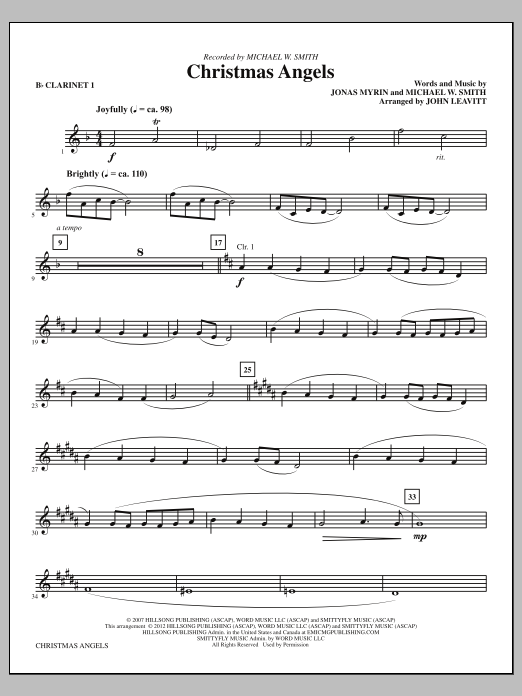 Download John Leavitt Christmas Angels - Clarinet 1 Sheet Music