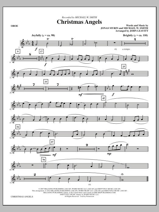 Download John Leavitt Christmas Angels - Oboe Sheet Music