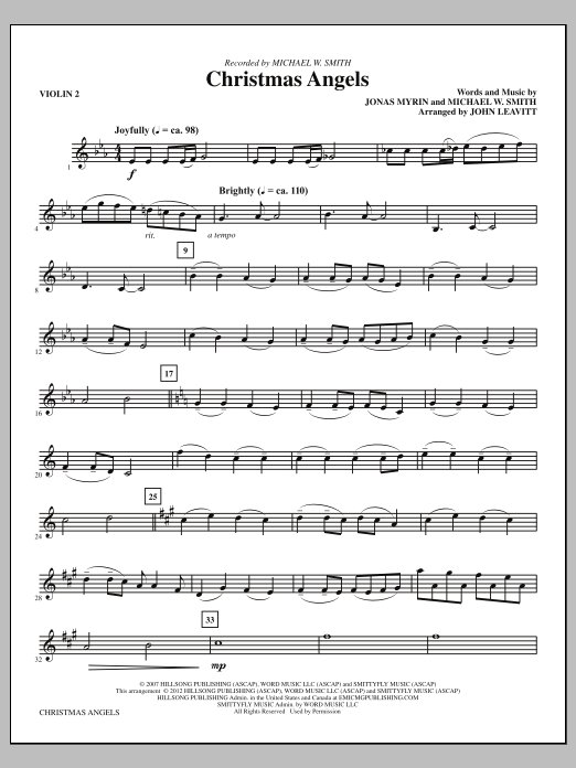 Download John Leavitt Christmas Angels - Violin 2 Sheet Music