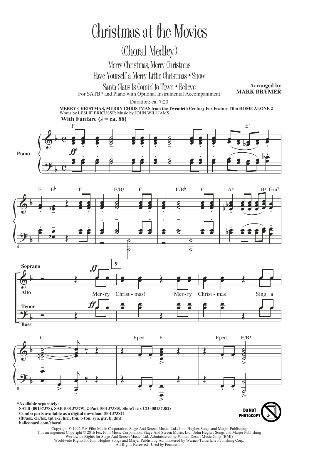 Download Mark Brymer Christmas At The Movies (Choral Medley) Sheet Music