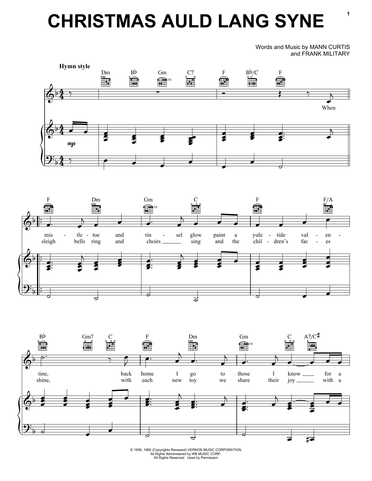 Download Frank Military Christmas Auld Lang Syne Sheet Music