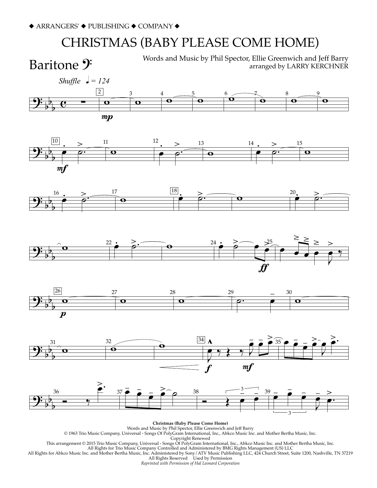 Download Larry Kerchner Christmas (Baby Please Come Home) - Bar Sheet Music