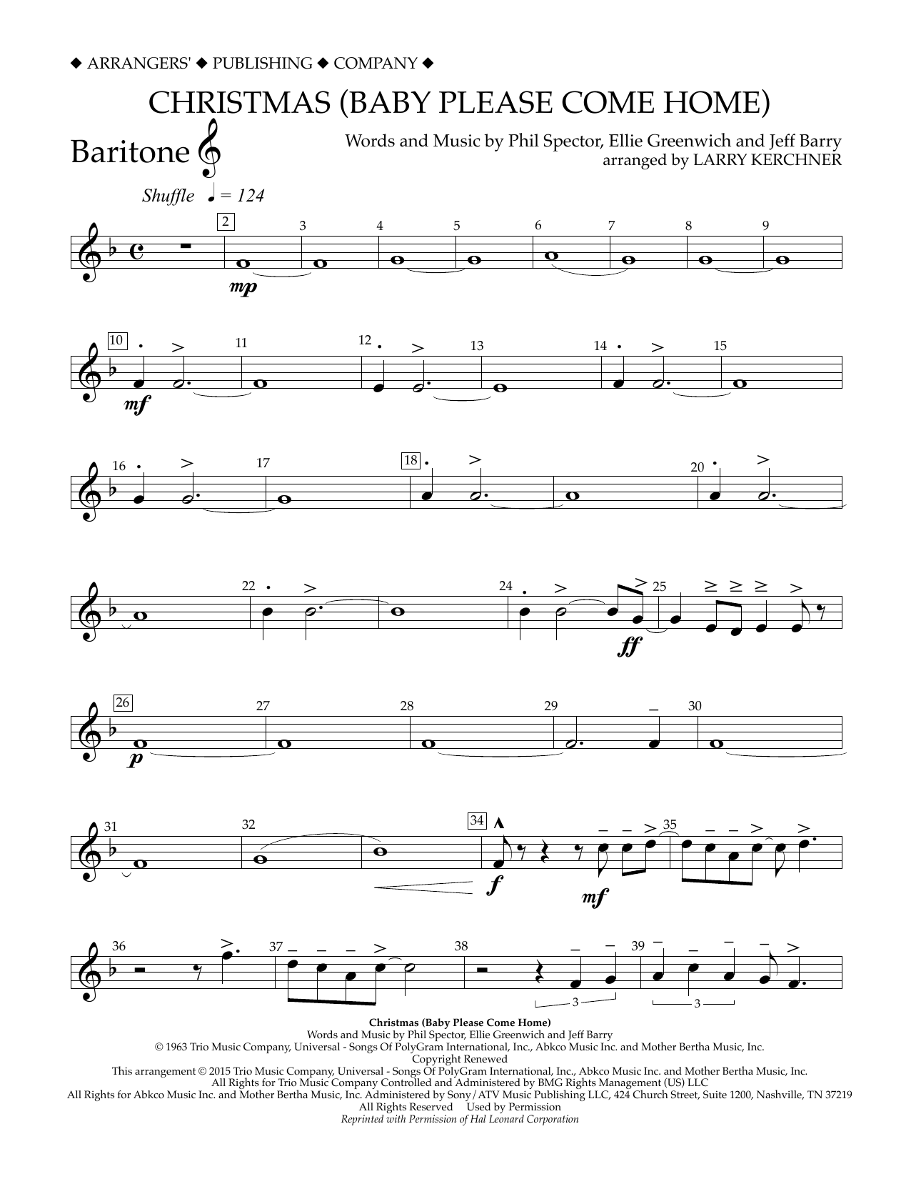 Download Larry Kerchner Christmas (Baby Please Come Home) - Bar Sheet Music
