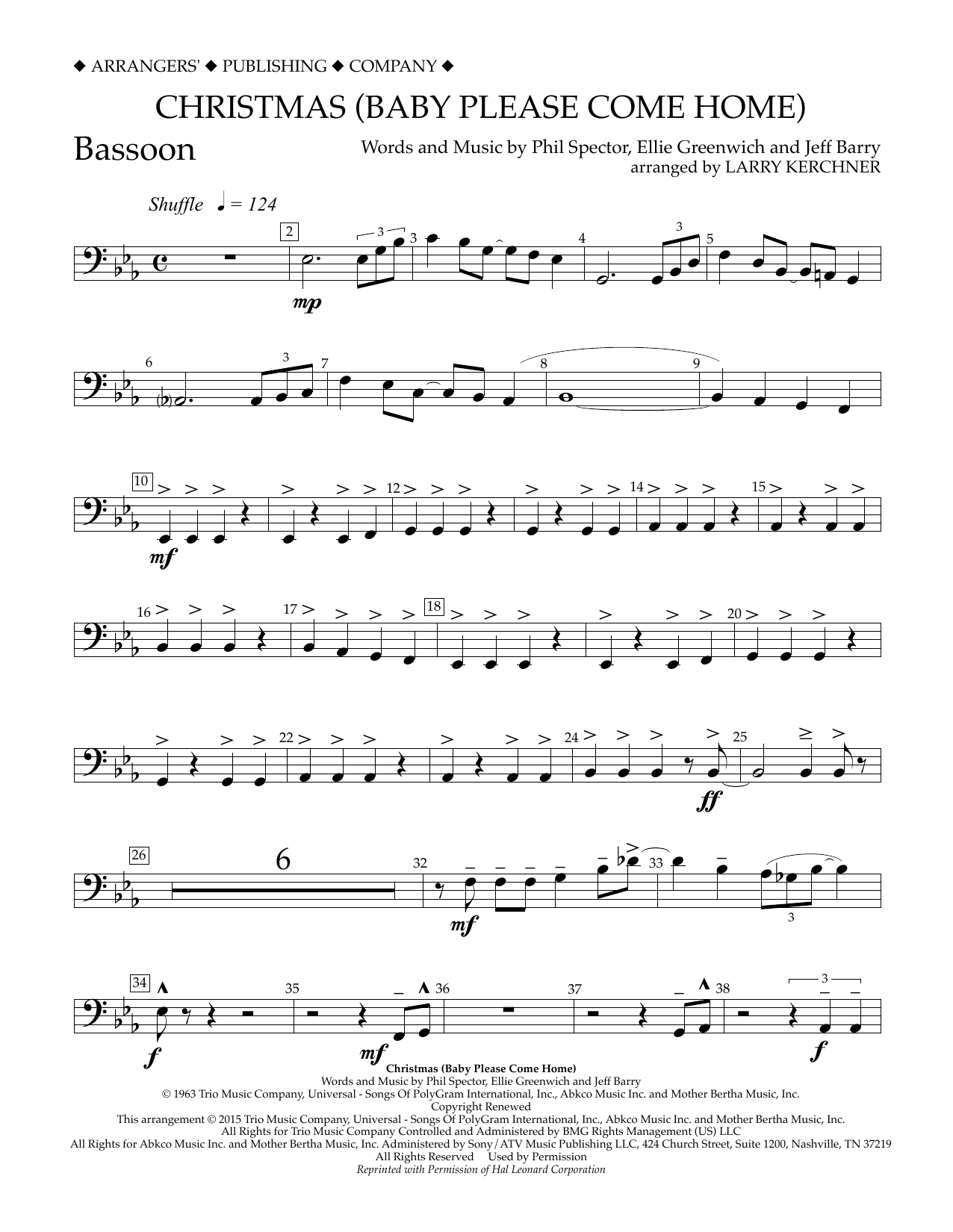 Download Larry Kerchner Christmas (Baby Please Come Home) - Bas Sheet Music