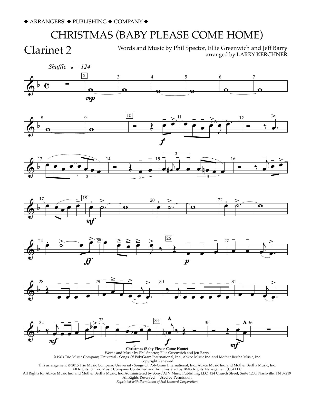 Download Larry Kerchner Christmas (Baby Please Come Home) - Bb Sheet Music