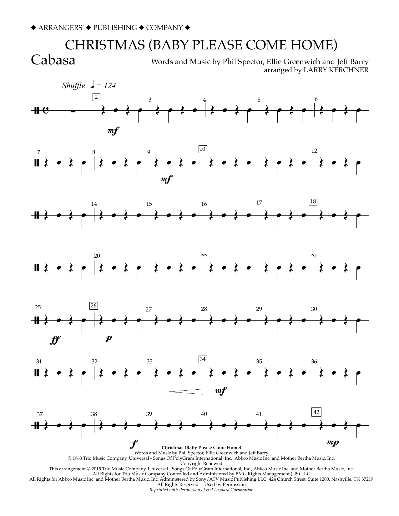 Download Larry Kerchner Christmas (Baby Please Come Home) - Cab Sheet Music