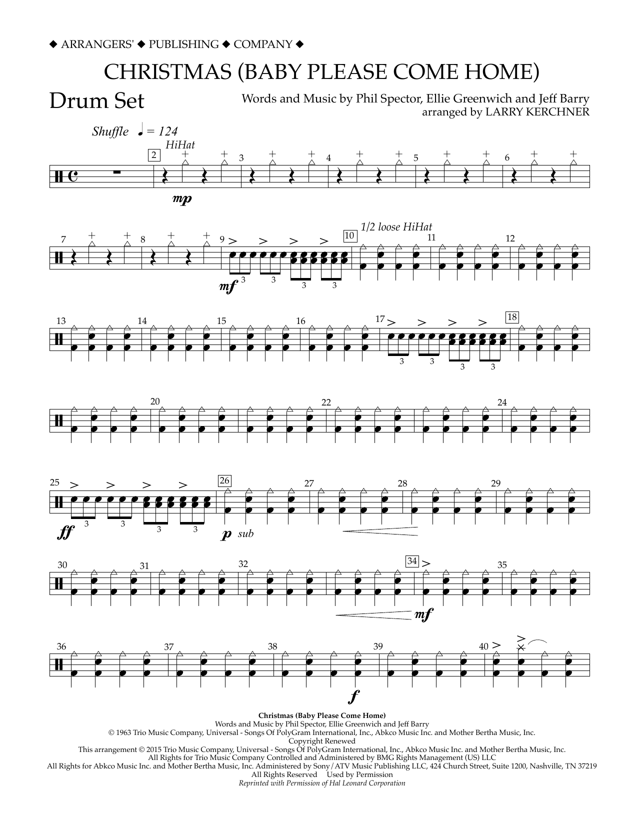 Download Larry Kerchner Christmas (Baby Please Come Home) - Dru Sheet Music