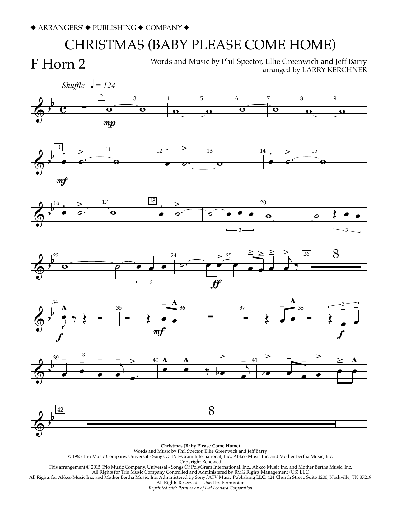 Download Larry Kerchner Christmas (Baby Please Come Home) - F H Sheet Music