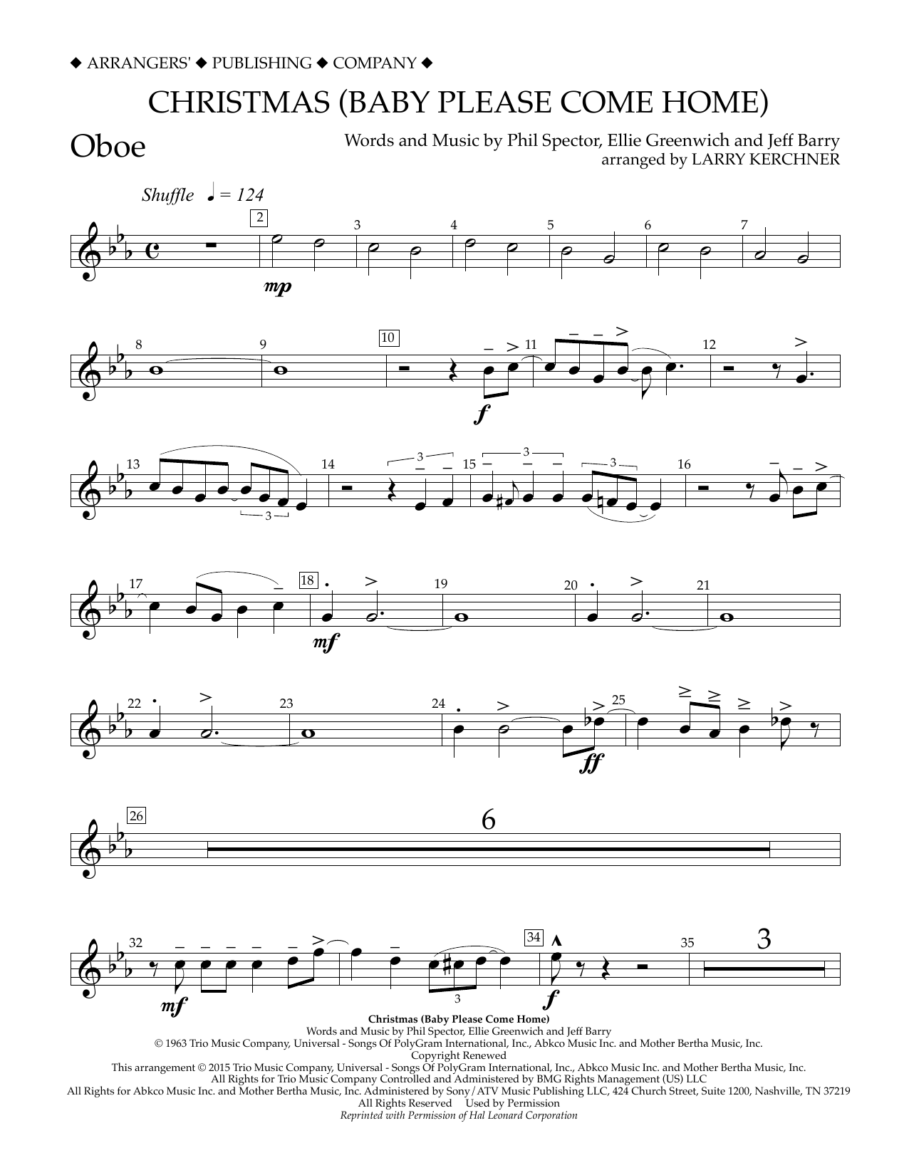 Download Larry Kerchner Christmas (Baby Please Come Home) - Obo Sheet Music