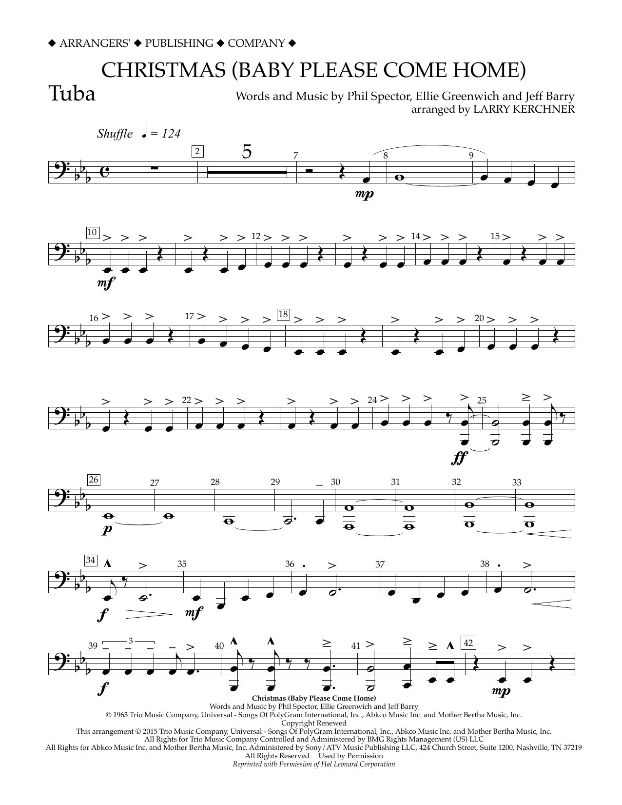 Download Larry Kerchner Christmas (Baby Please Come Home) - Tub Sheet Music