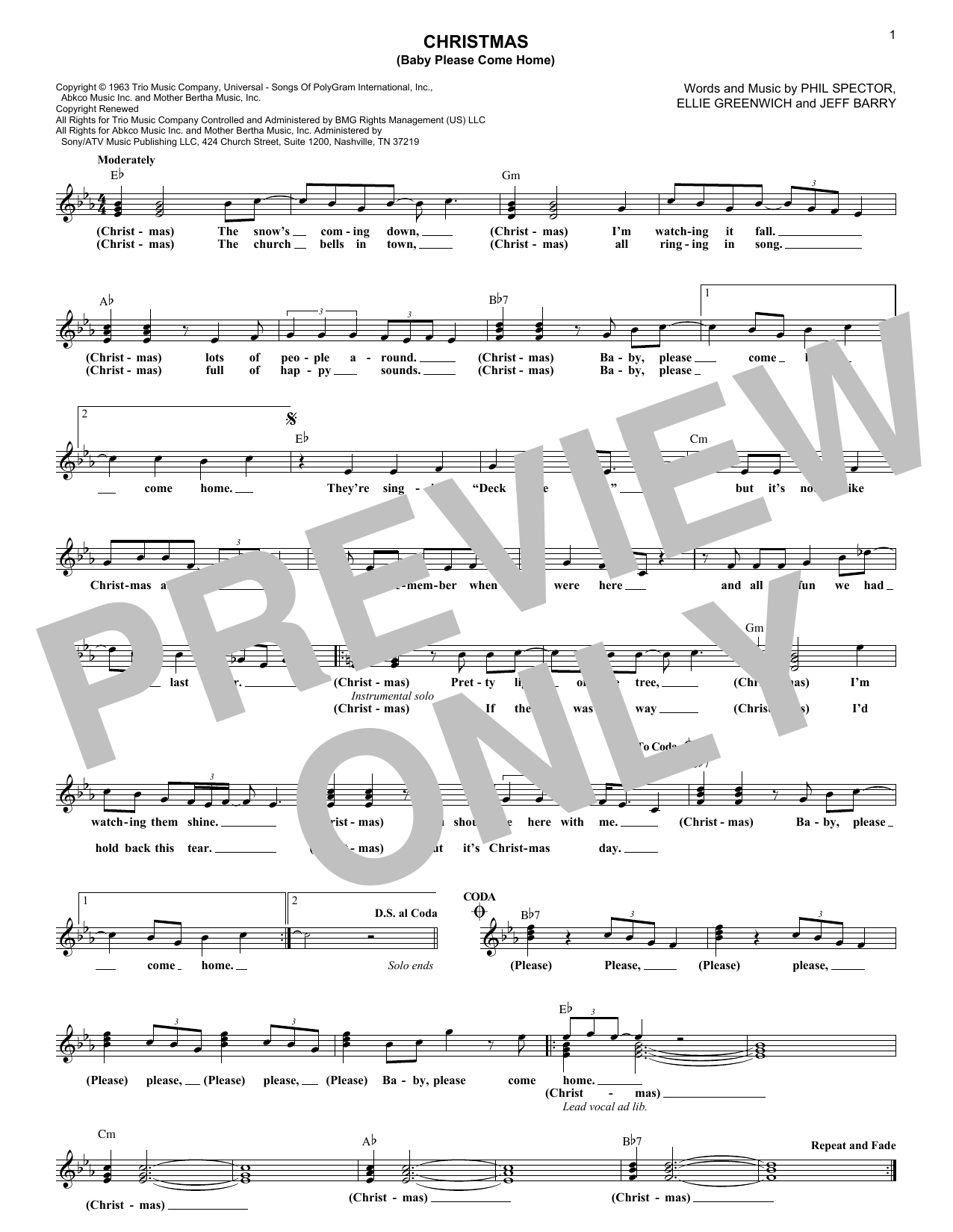Download Mariah Carey Christmas (Baby Please Come Home) Sheet Music