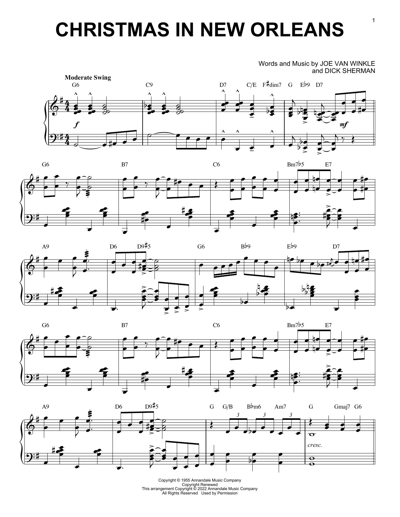 Download Louis Armstrong Christmas In New Orleans (arr. Brent Ed Sheet Music