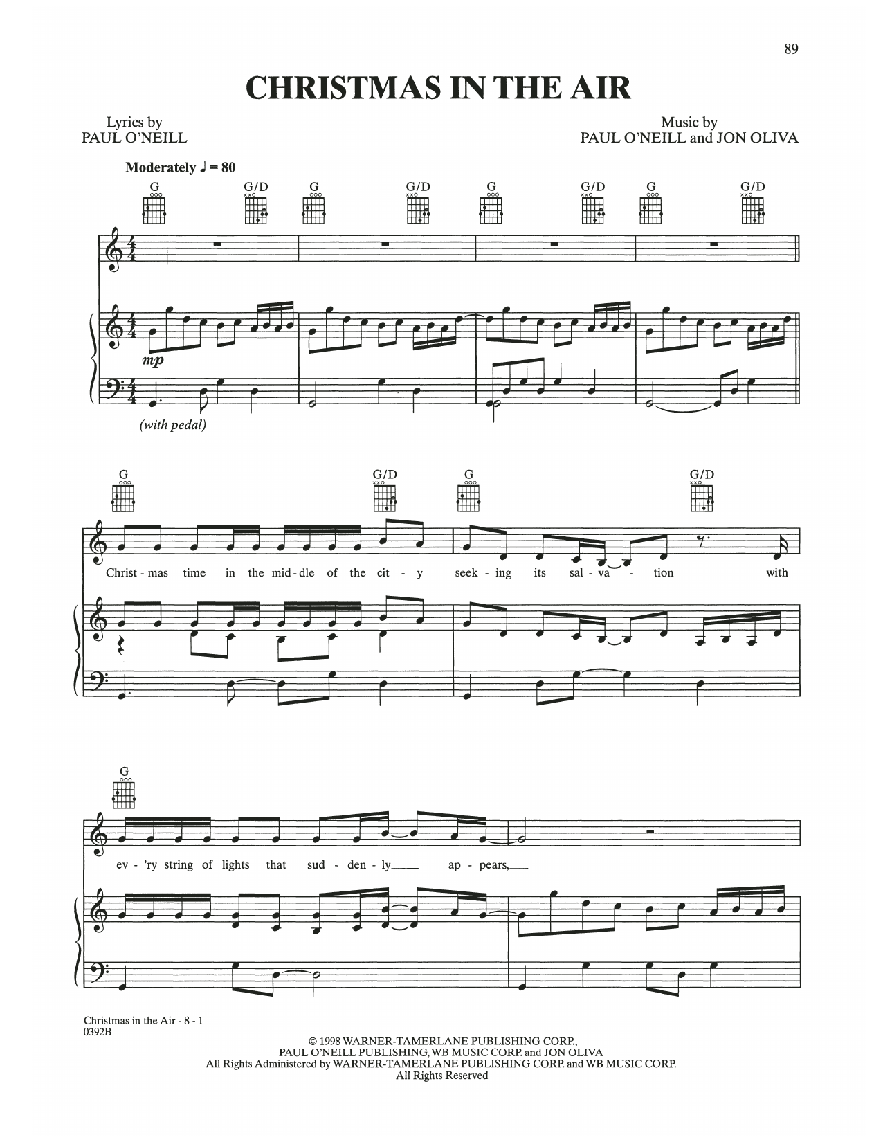 Download Trans-Siberian Orchestra Christmas In The Air Sheet Music